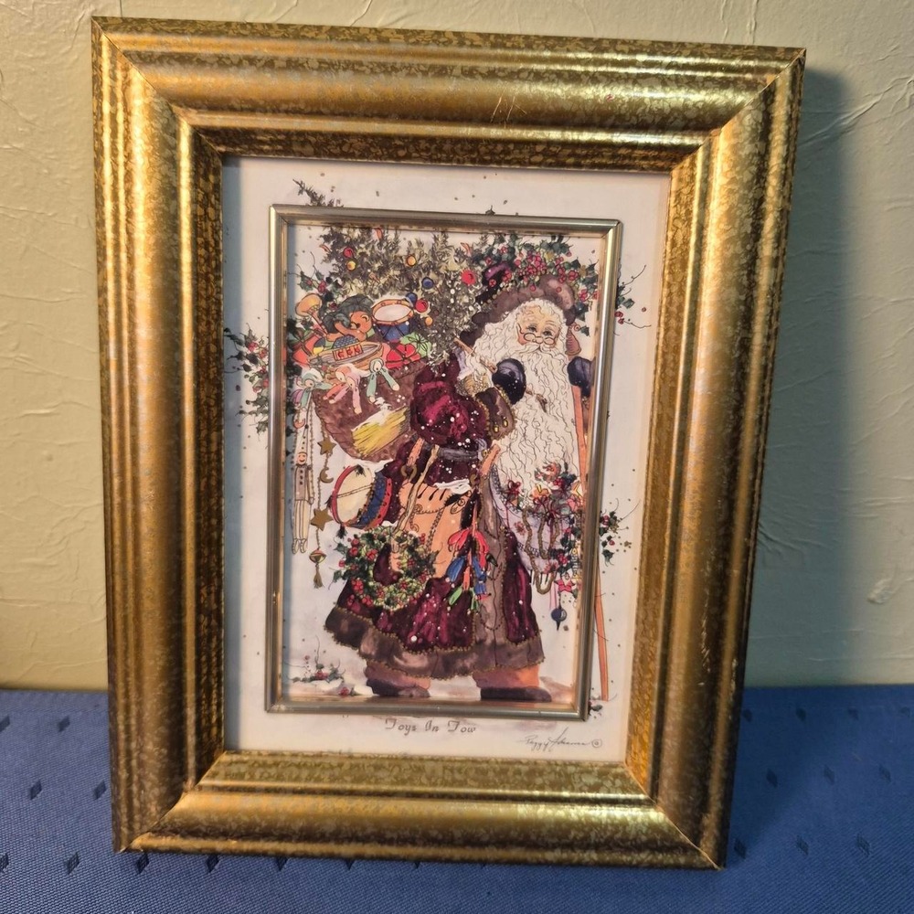 Santa Claus Christmas print in gold frame #christmas #holiday